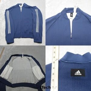 Adidas Track‎ Jacket Youth Small Blue Full Zip 3-Stripe Athletic Stretch Pockets